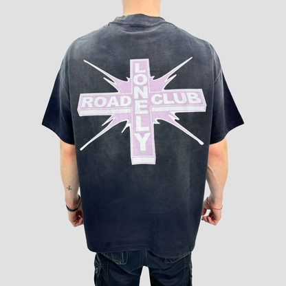 PURPLE CROSS WASHED T-SHIRT BLACK