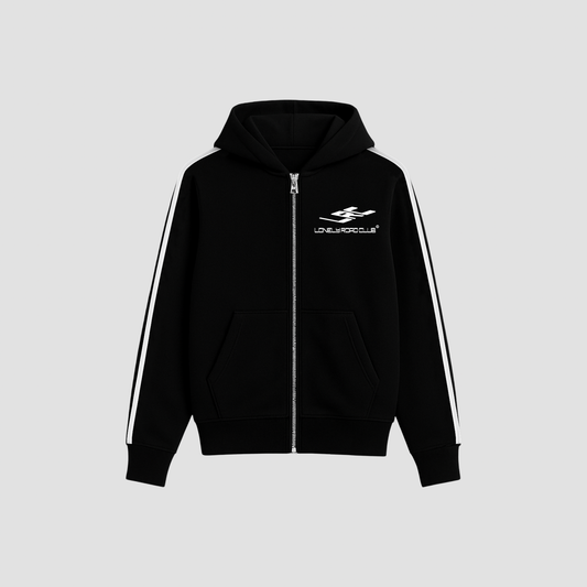 3D STRIPED ZIP-UP HOODIE BLACK