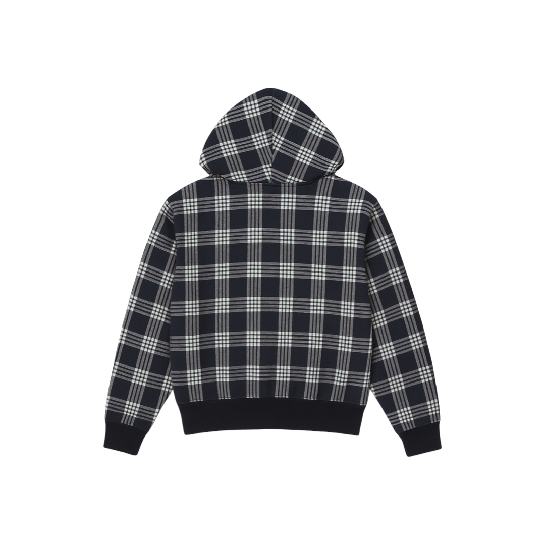 PLAID ZIP-UP HOODIE BLACK