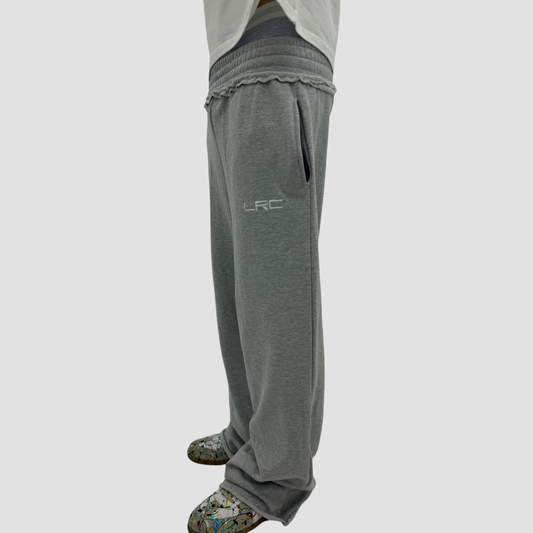 GREY BAGGY LAYERED WAIST SWEATPANTS