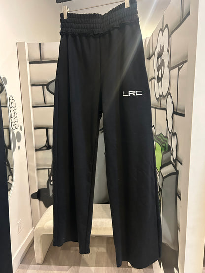 BLACK BAGGY LAYERED WAIST SWEATPANTS