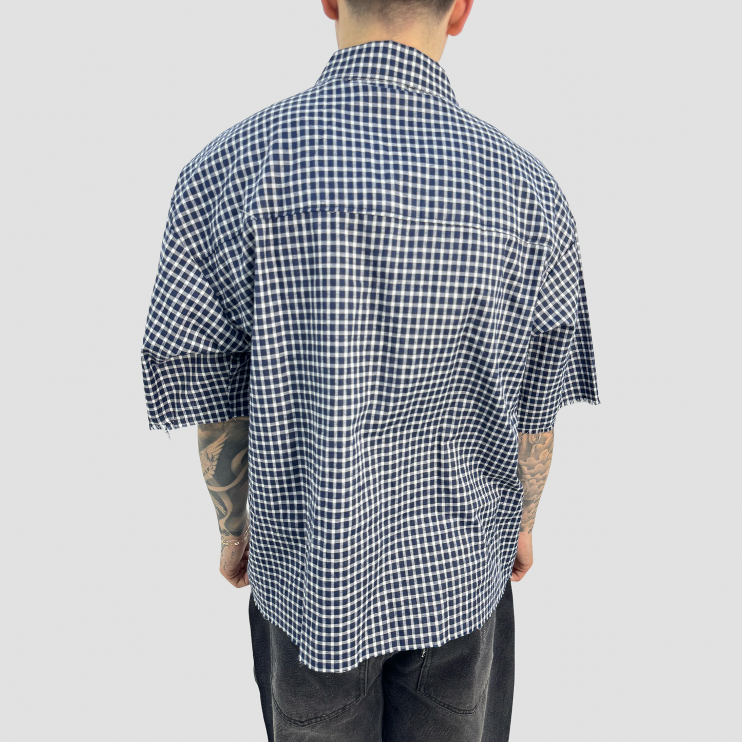 DISTRESSED 99 BLUE PLAID SHIRT