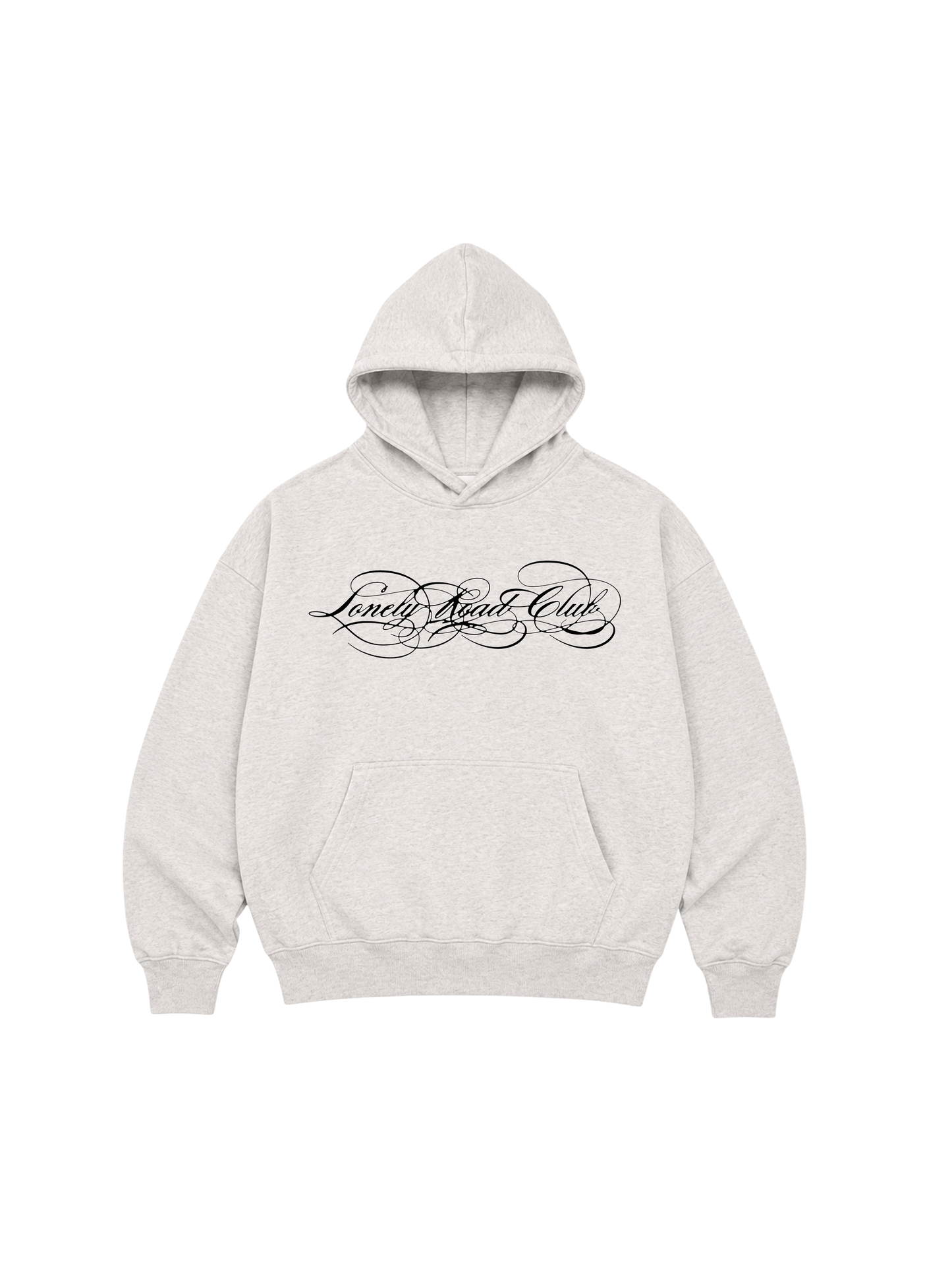CURSIVE LOGO PULL OVER GREY HOODIE