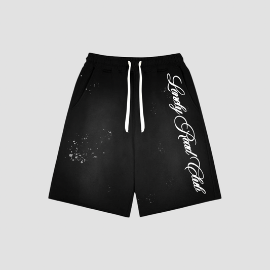 BLACK SWEAT-SHORTS PAINT SPLATTER