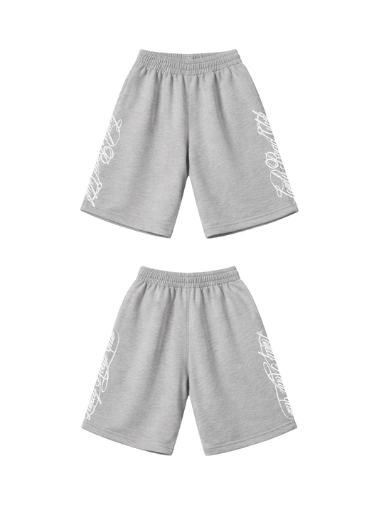 BAGGY FRENCH TERRY EMBROIDERD SHORTS GREY