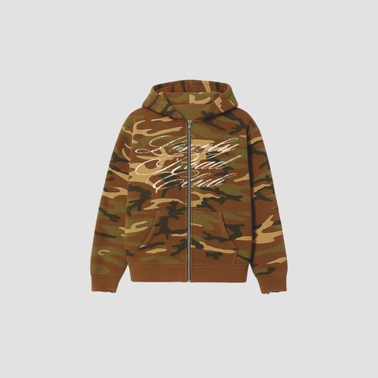 WOODLAND CAMO ZIP-UP HOODIE