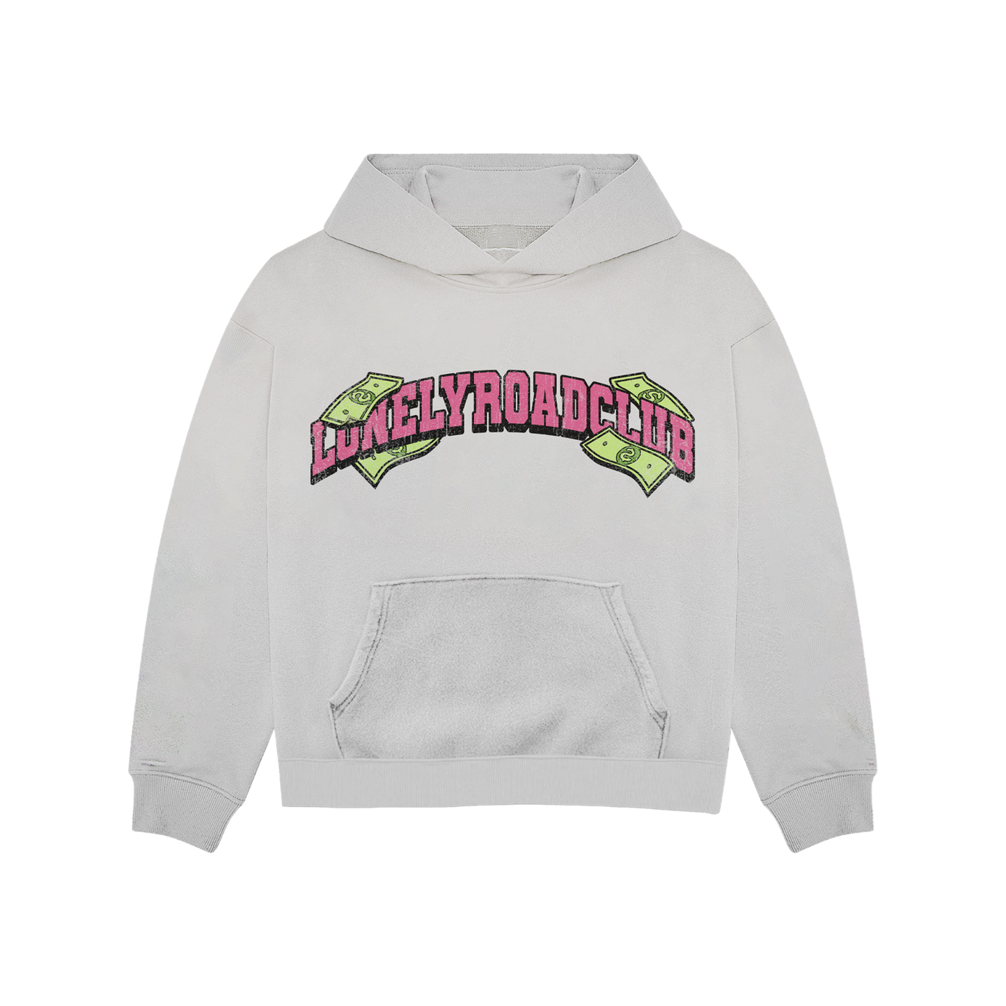 MONEY FALLING GREY PULLOVER HOODIE