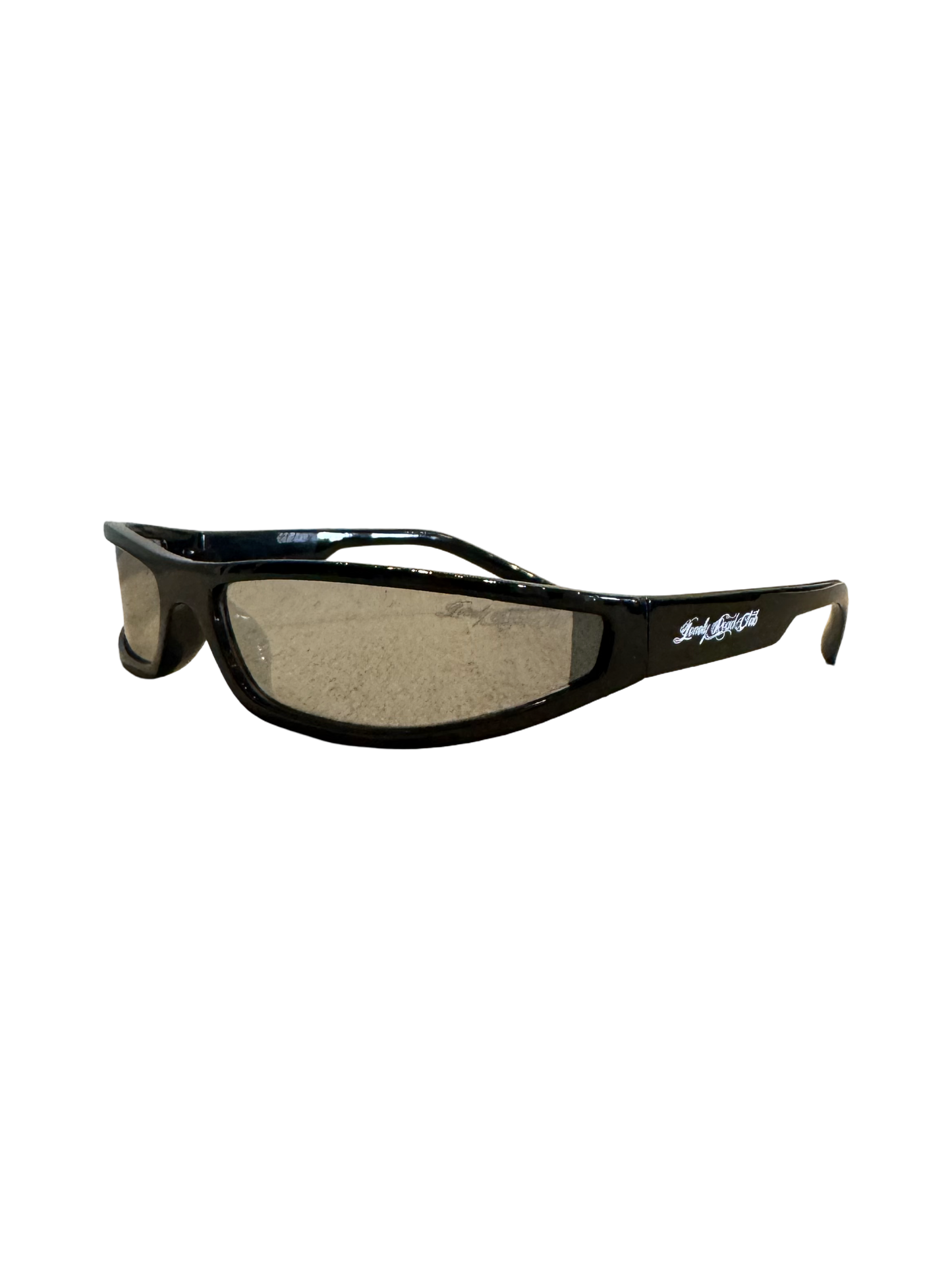 LOW CUT SUNGLASSES BLACK FRAMES WITH SILVER LENSES