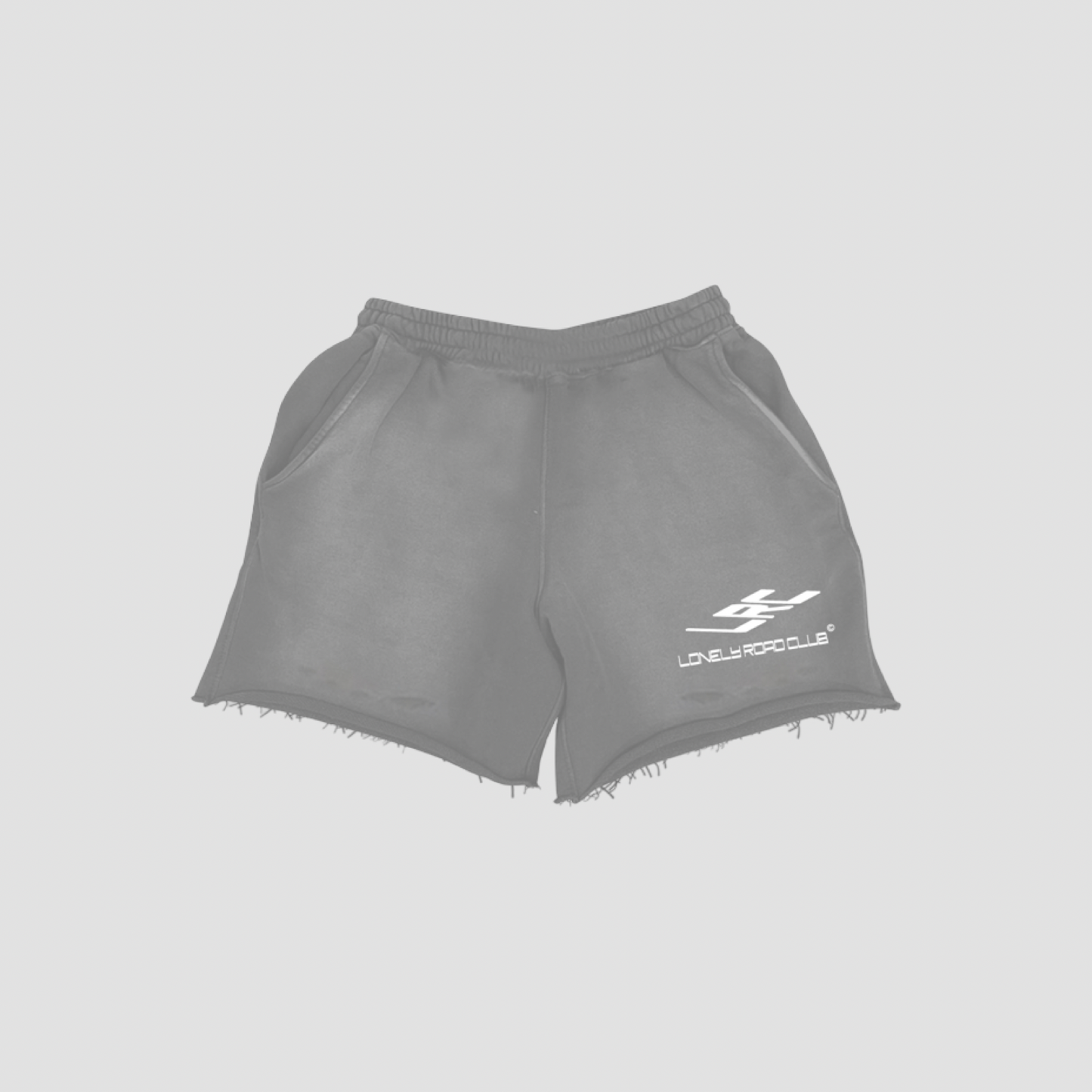 3D LOGO DISTRESSED SHORTS GREY