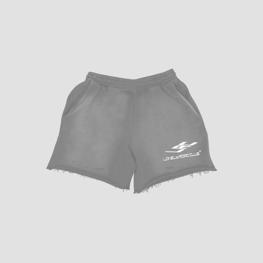 3D LOGO DISTRESSED SHORTS GREY