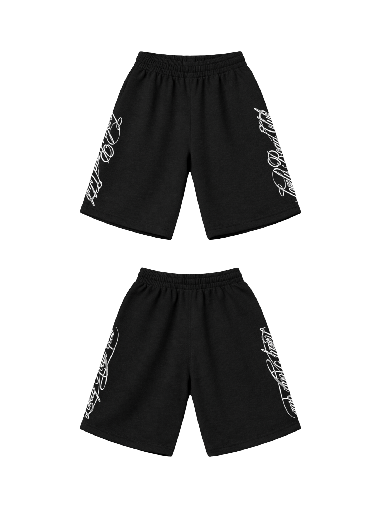 BAGGY FRENCH TERRY EMBROIDERD SHORTS BLACK