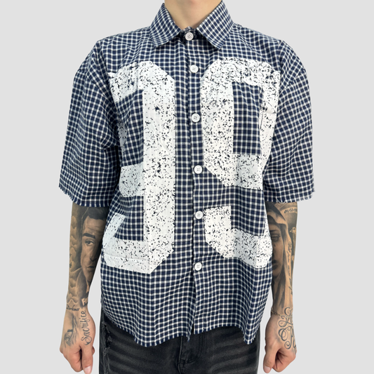 DISTRESSED 99 BLUE PLAID SHIRT