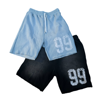 DISTRESSED 99 SWEAT SHORTS