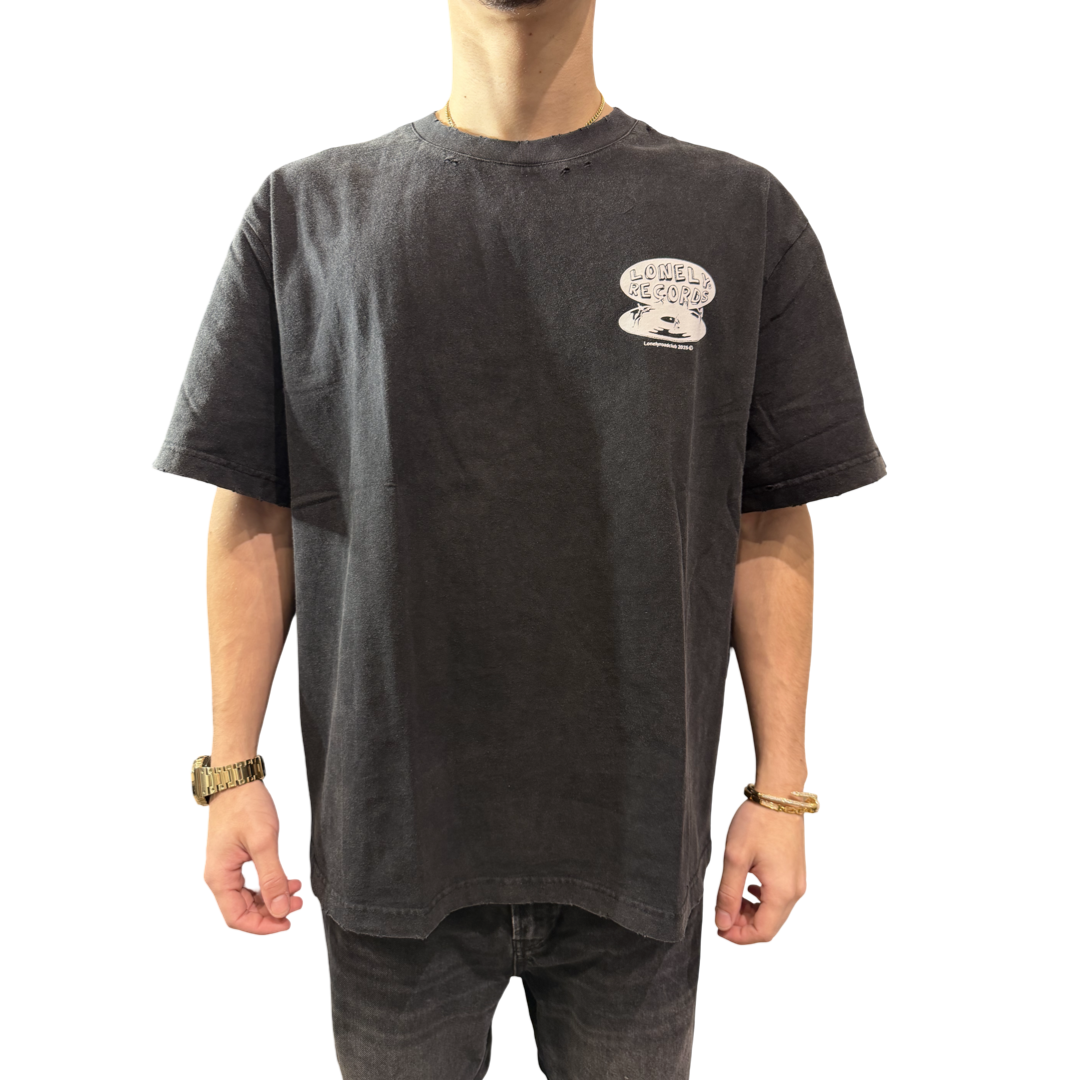 LONELY RECORDS WASHED T-SHIRT BLACK