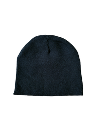 BLACK KNIT EMBROIDERED SCRIPT BEANIE