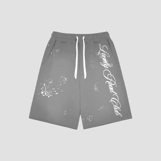GREY SWEAT-SHORTS PAINT SPLATTER
