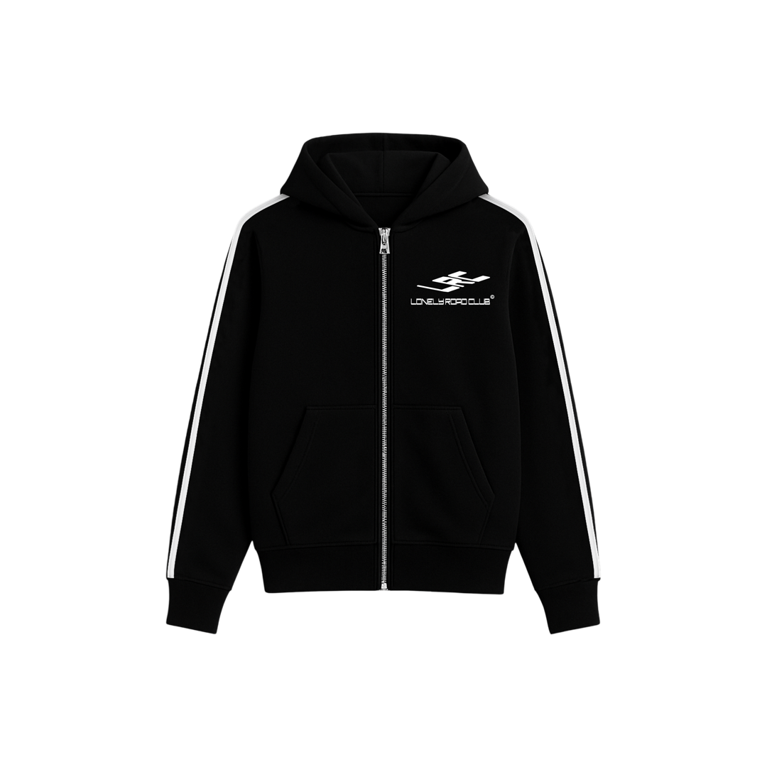 3D STRIPED ZIP-UP HOODIE BLACK