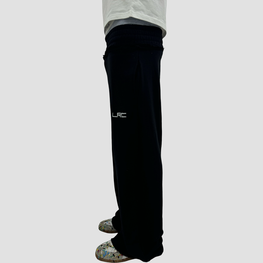 BLACK BAGGY LAYERED WAIST SWEATPANTS