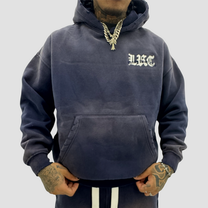 NAVY WASHED EMBROIDERED LRC PULLOVER HOODIE