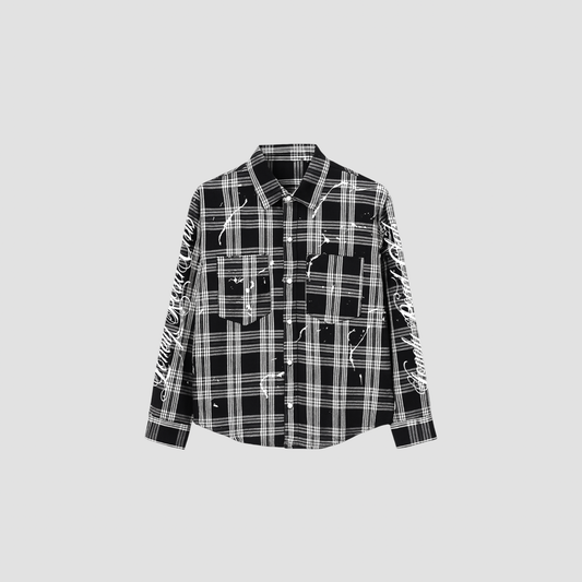 PAINT SPLATTER FLANNEL BLACK KNIT