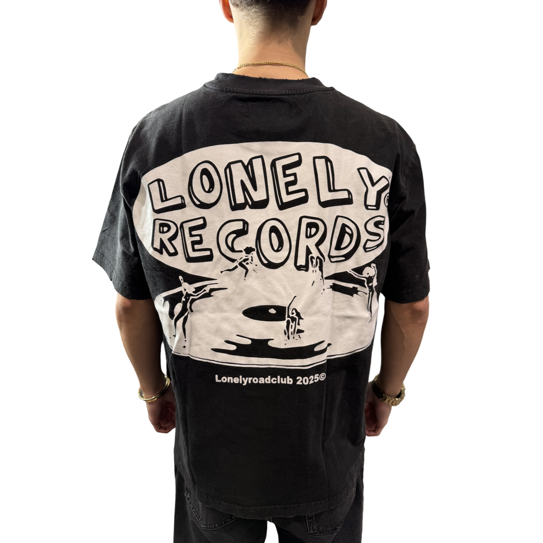 LONELY RECORDS WASHED T-SHIRT BLACK