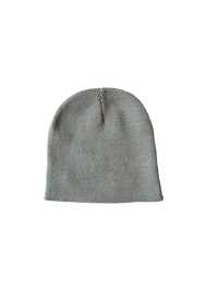 GREY KNIT EMBROIDERED SCRIPT BEANIE