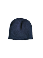NAVY KNIT EMBROIDERED SCRIPT BEANIE