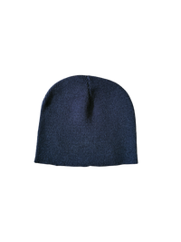 NAVY KNIT EMBROIDERED SCRIPT BEANIE