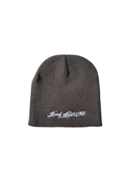 MOCHA KNIT EMBROIDERED SCRIPT BEANIE